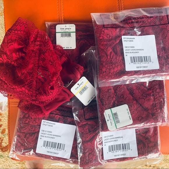 Free People “Lacey Looks” Bandeau Burgundy NWT - Picture 5 of 6